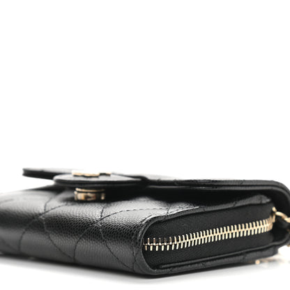Chanel Caviar Quilted Flap Zip Card Holder On Chain Black 9 of 9