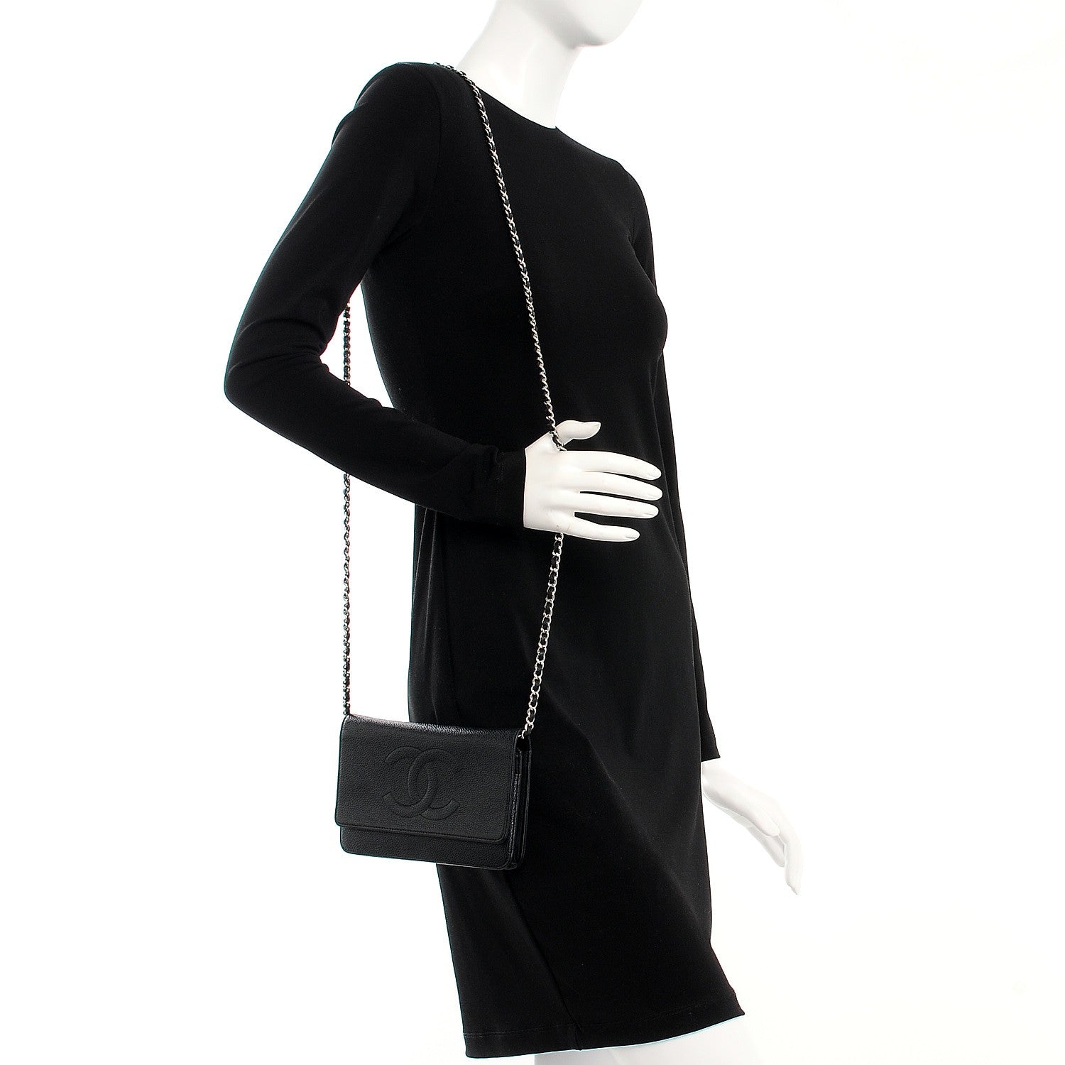 Chanel Caviar Timeless CC Wallet On Chain WOC Black 2 of 11
