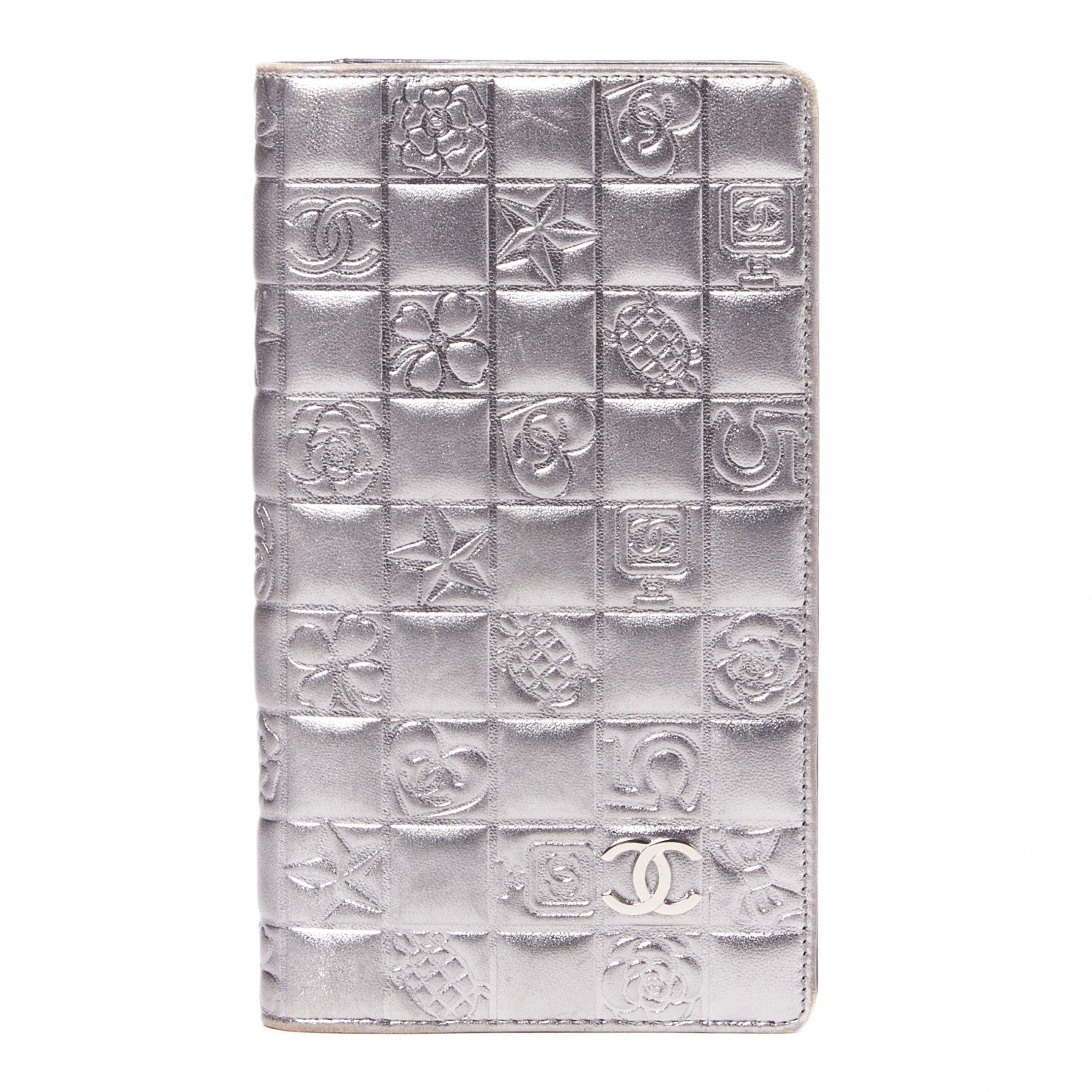 Chanel Metallic Lambskin Precious Symbols Yen Wallet Silver 1 of 8