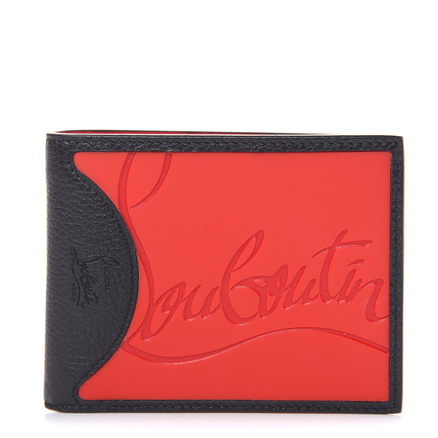 Christian Louboutin Calfskin Coolcard Two-Tone Wallet Black Red 1 of 7