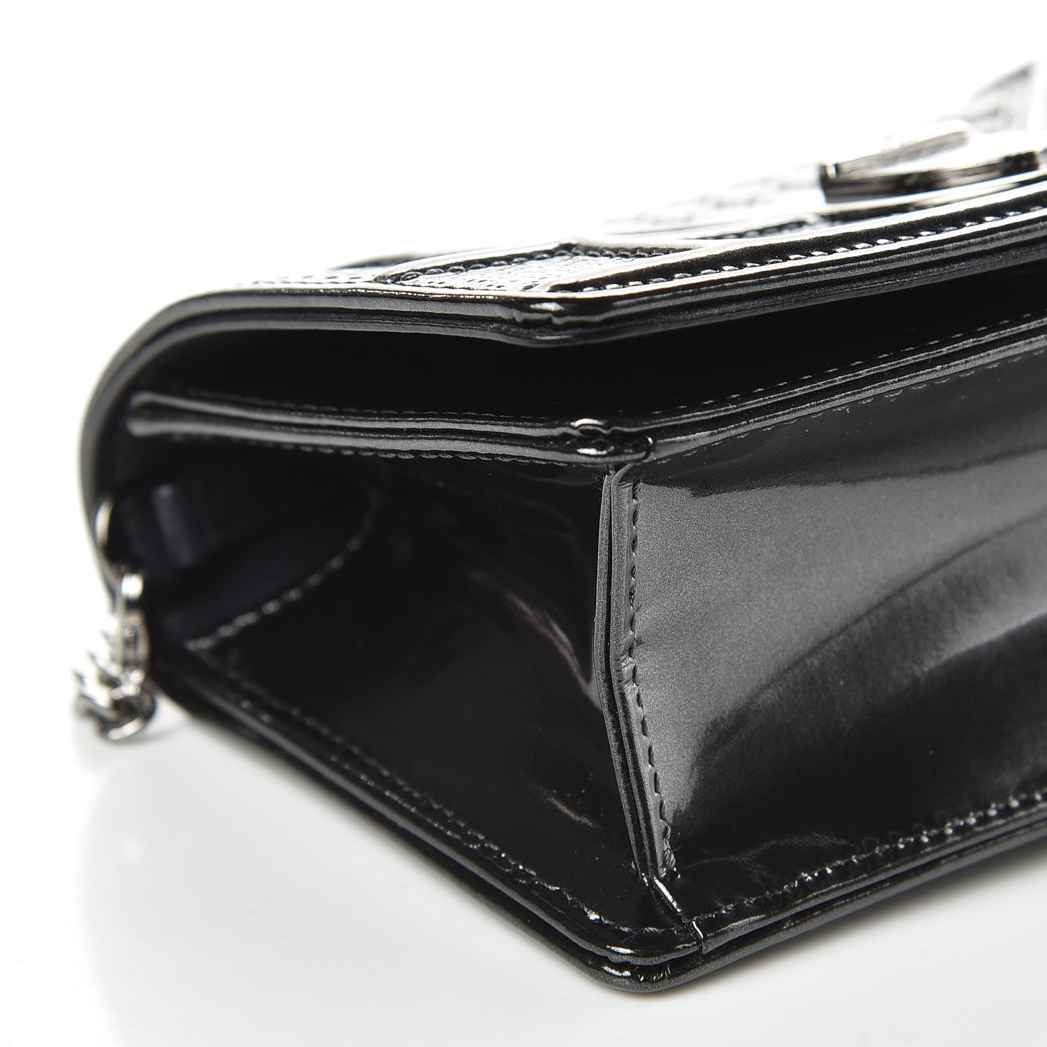 Christian Dior Metallic Patent Micro-Cannage Baby Diorama Flap Bag Onyx Black 8 of 10