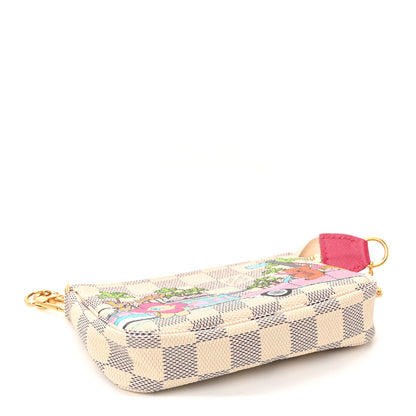 Louis Vuitton Damier Azur 2021 Christmas Animation Hollywood Mini Pochette Accessories Fuchsia 4 of 6