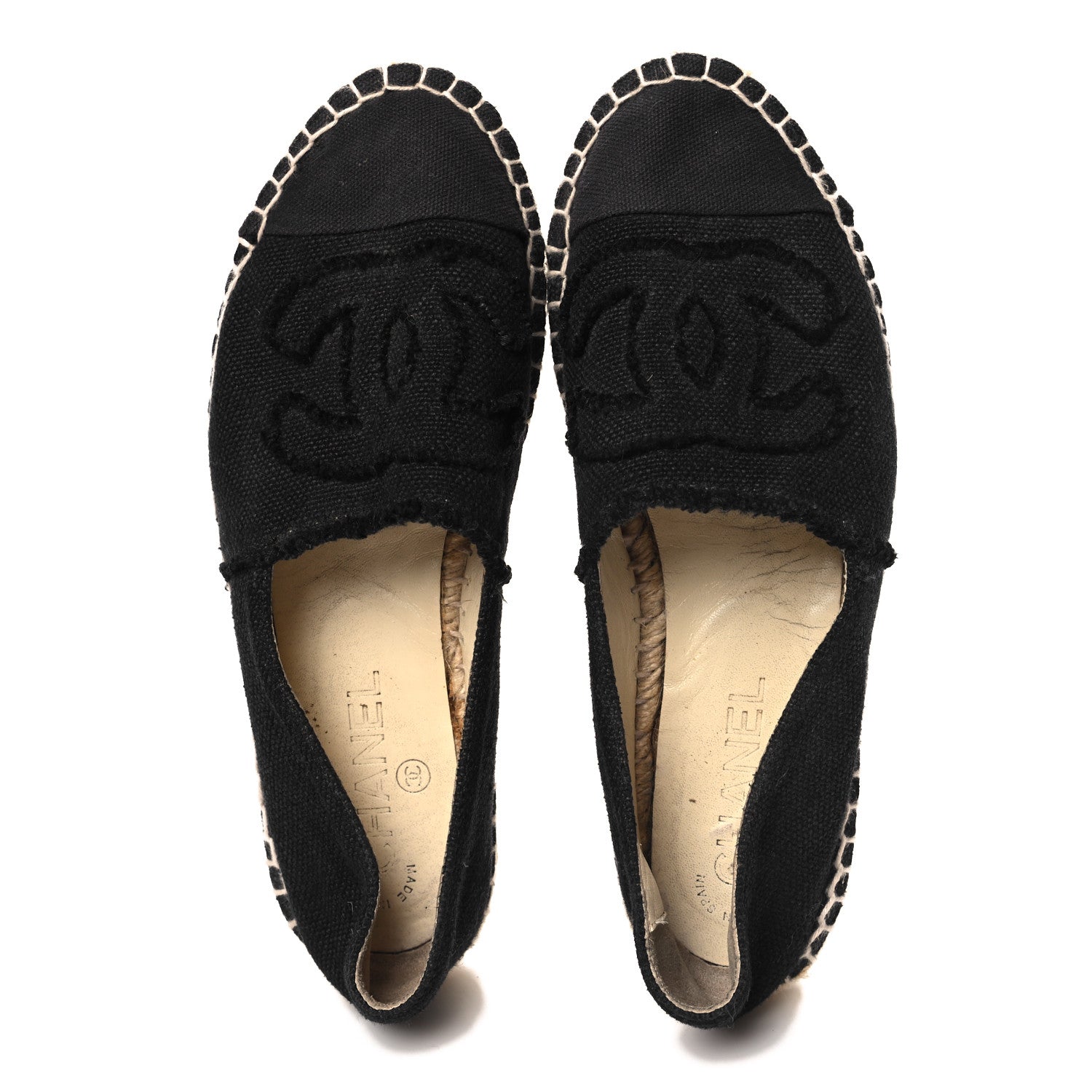 Chanel Denim Toile CC Espadrilles 37 Black 2 of 11