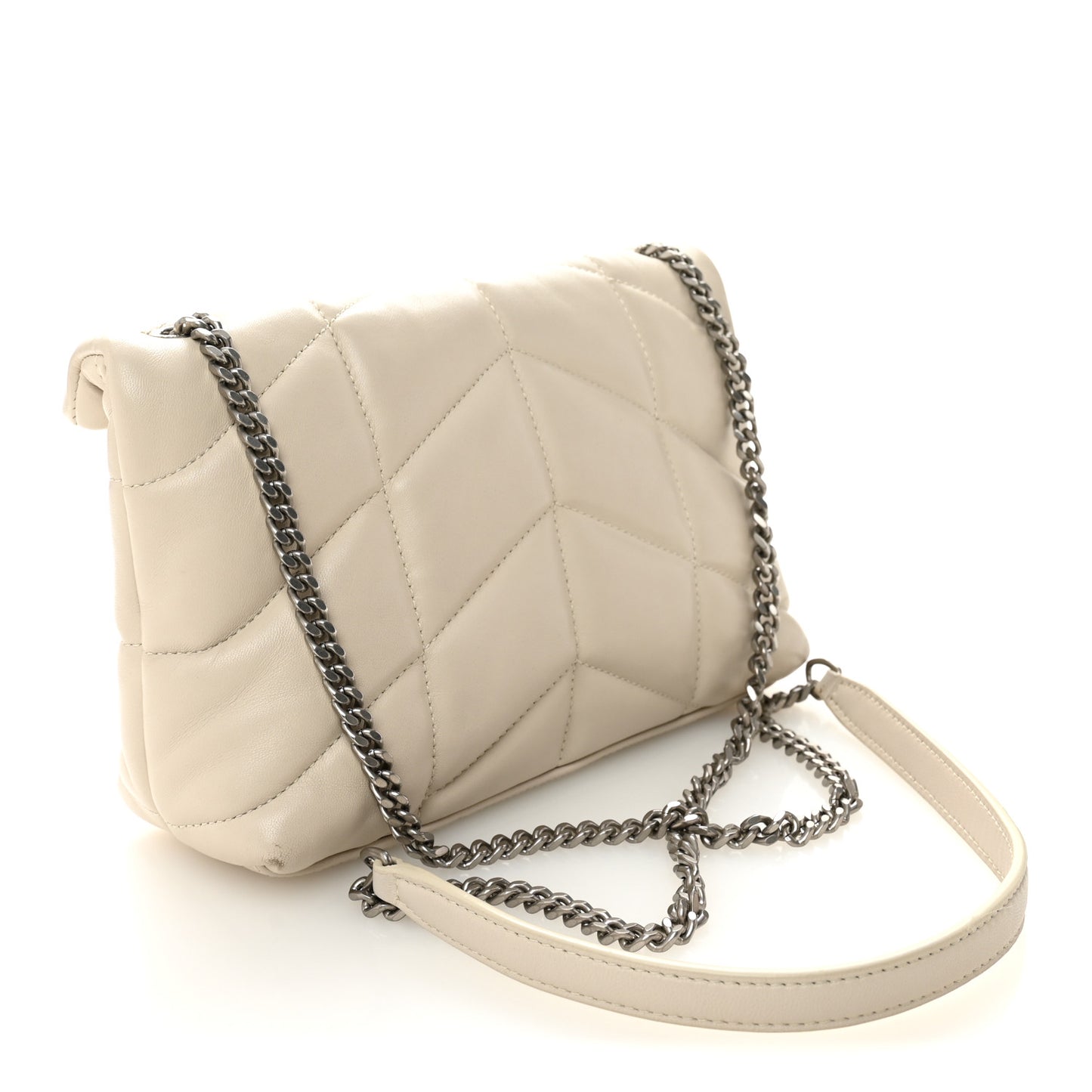Lambskin Quilted Toy Loulou Puffer Monogram Chain Satchel Crema Soft