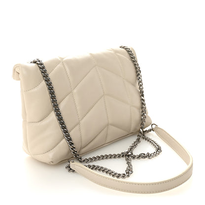 Saint Laurent Lambskin Quilted Toy Loulou Puffer Monogram Chain Satchel Crema Soft 3 of 11