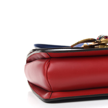 Gucci Calfskin Sylvie Web Queen Margaret Shoulder Bag Blue Agata Hibiscus Red Mystic White 8 of 9