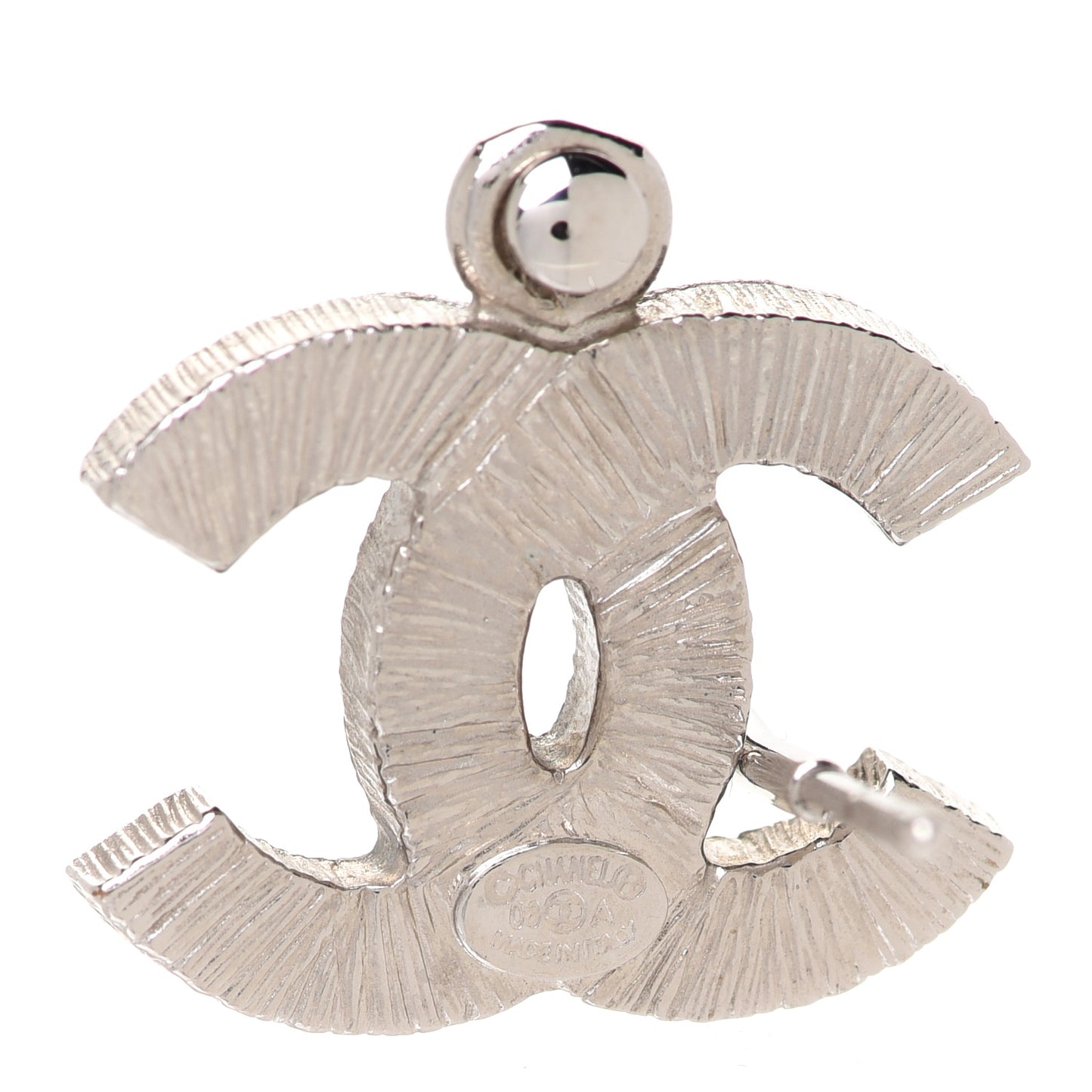 Metal Crystal CC Half Hoop Drop Earrings Silver