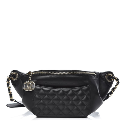 Chanel Lambskin Quilted Waist Bag Fanny Pack Black 1 of 8