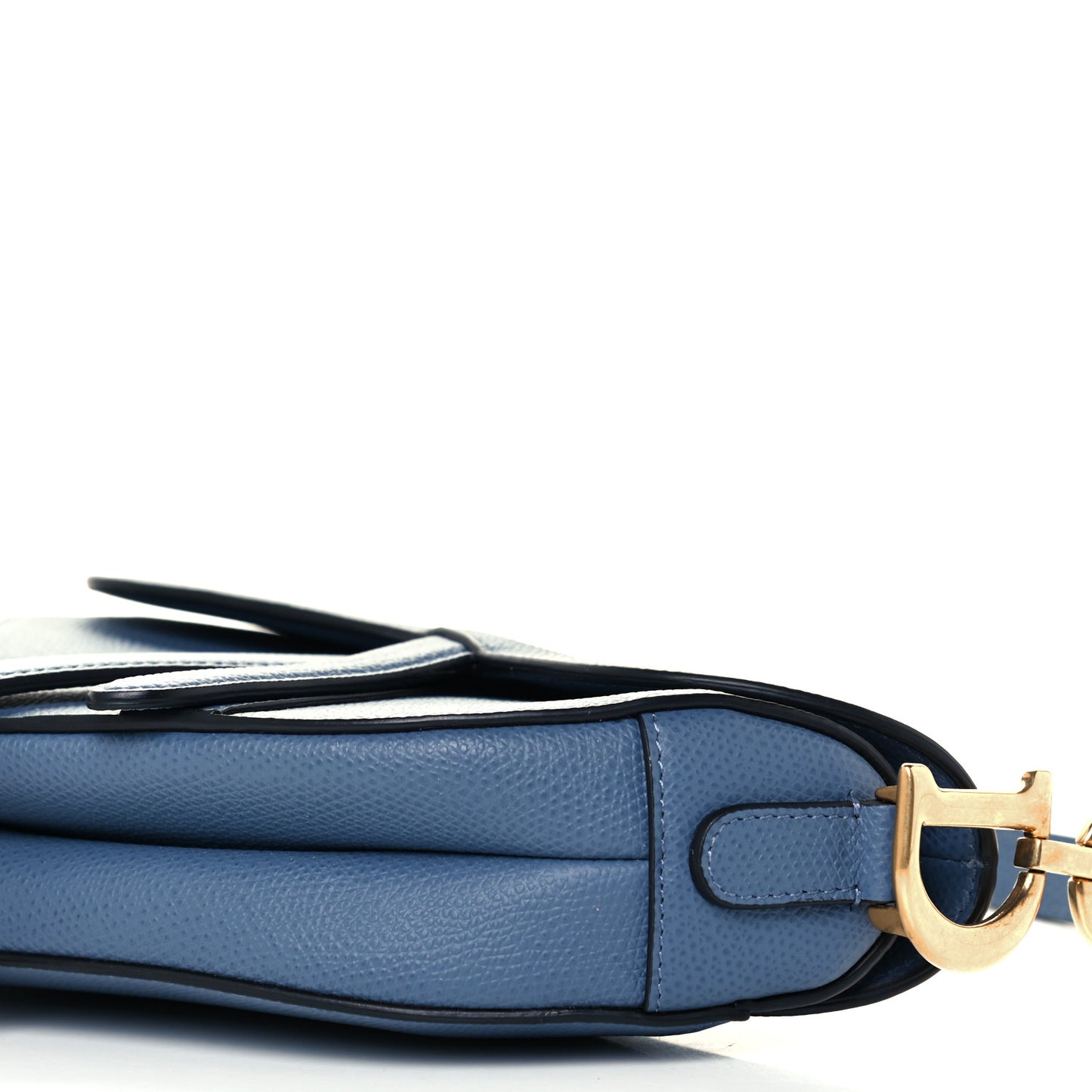 Grained Calfskin Mini Saddle Bag Denim Blue