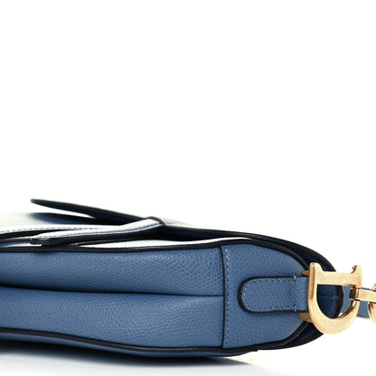 Christian Dior Grained Calfskin Mini Saddle Bag Denim Blue 10 of 10