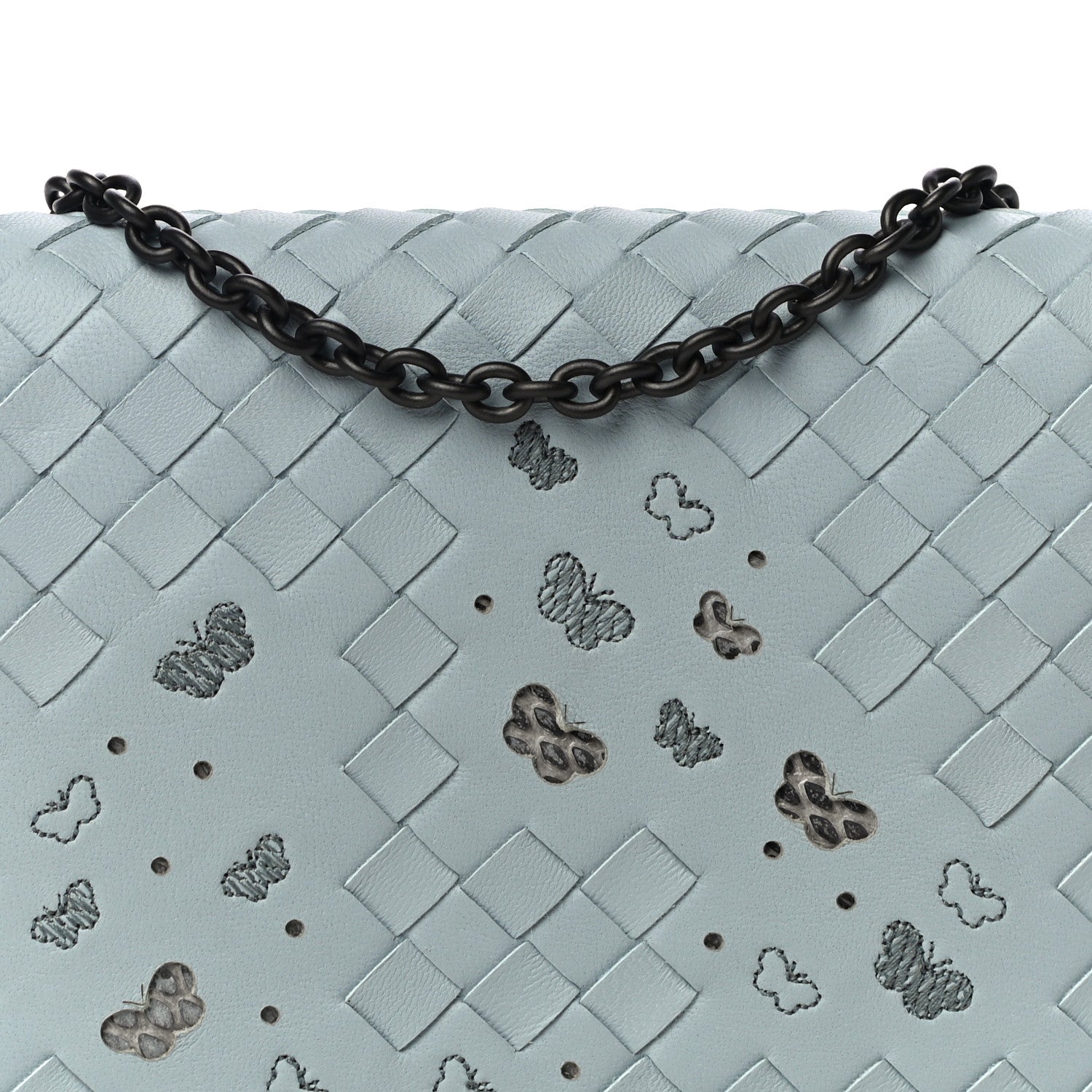 Bottega Veneta Nappa Ayers Intrecciato Butterfly Chain Wallet Light Blue 7 of 9