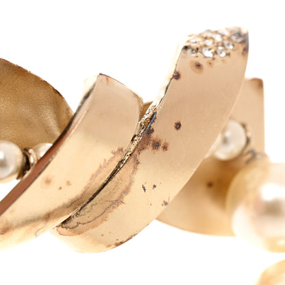 Chanel Pearl Crystal CC Bow Bracelet Gold 7 of 8
