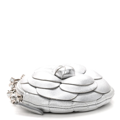 Chanel Metallic Lambskin Mini Camellia Bouquet Clutch With Chain Silver 4 of 9