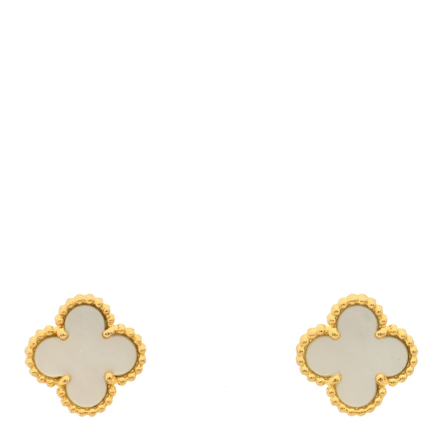 Van Cleef & Arpels 18K Yellow Gold Mother of Pearl Sweet Alhambra Earrings 1 of 4