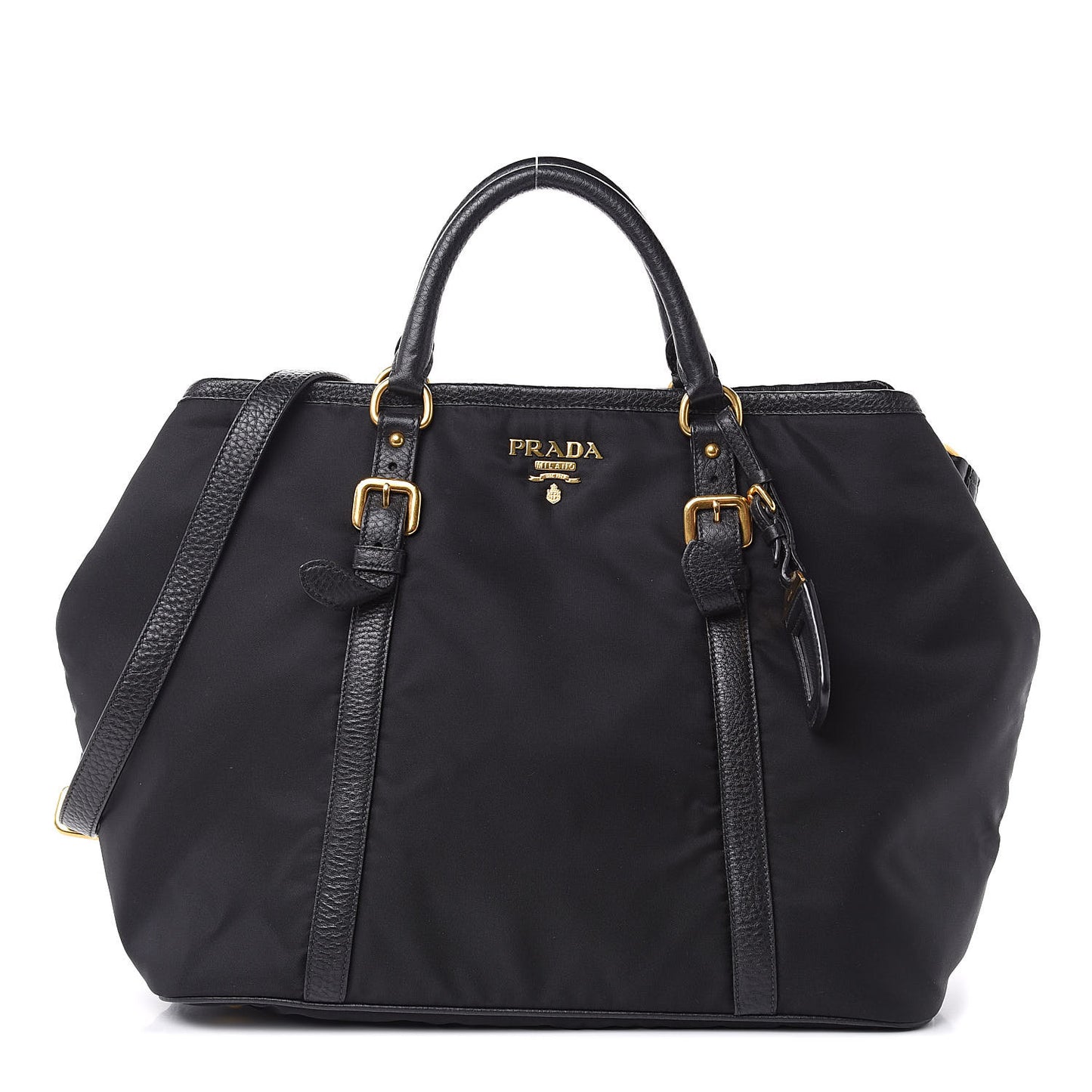 Tessuto Nylon Vitello Daino Tote Black