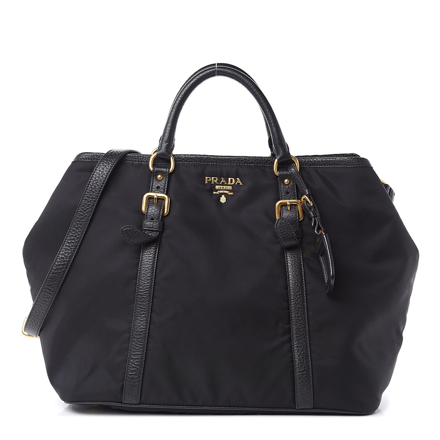 Prada Tessuto Nylon Vitello Daino Tote Black 1 of 9
