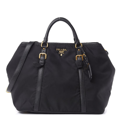 Prada Tessuto Nylon Vitello Daino Tote Black 1 of 9