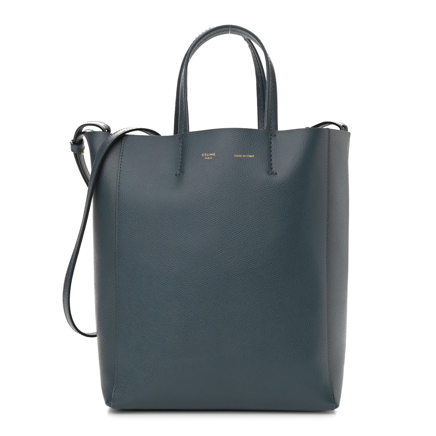 Grained Calfskin Small Vertical Cabas Storm