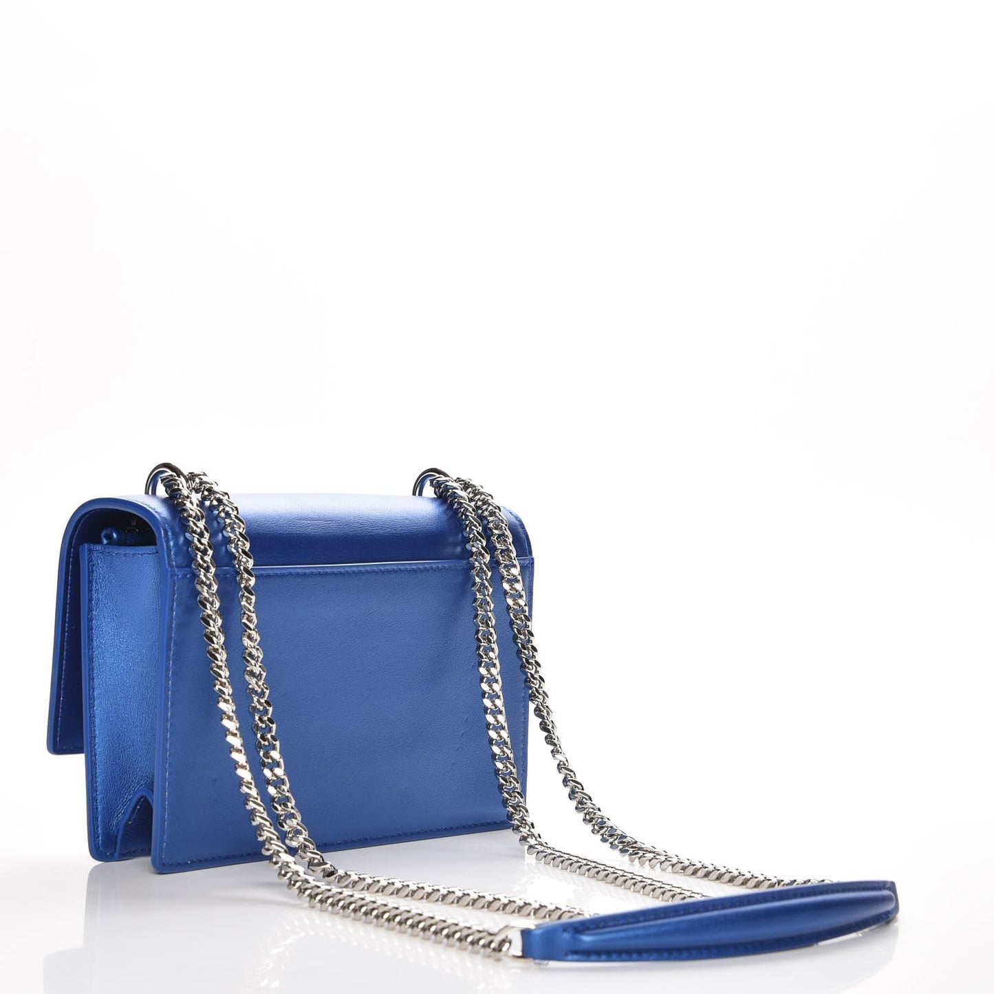 Metallic Calfskin Monogram Sunset Chain Wallet Blue