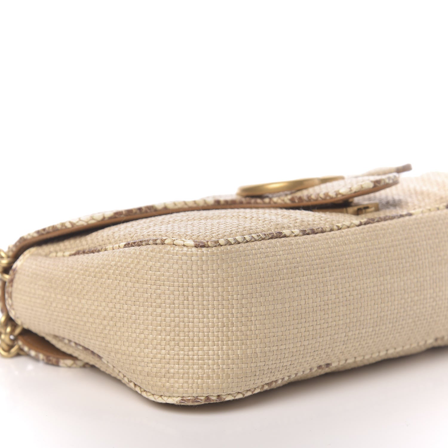 Gucci Raffia Elaphe Matelasse Small GG Marmont Shoulder Bag Natural Cream Brown 8 of 10