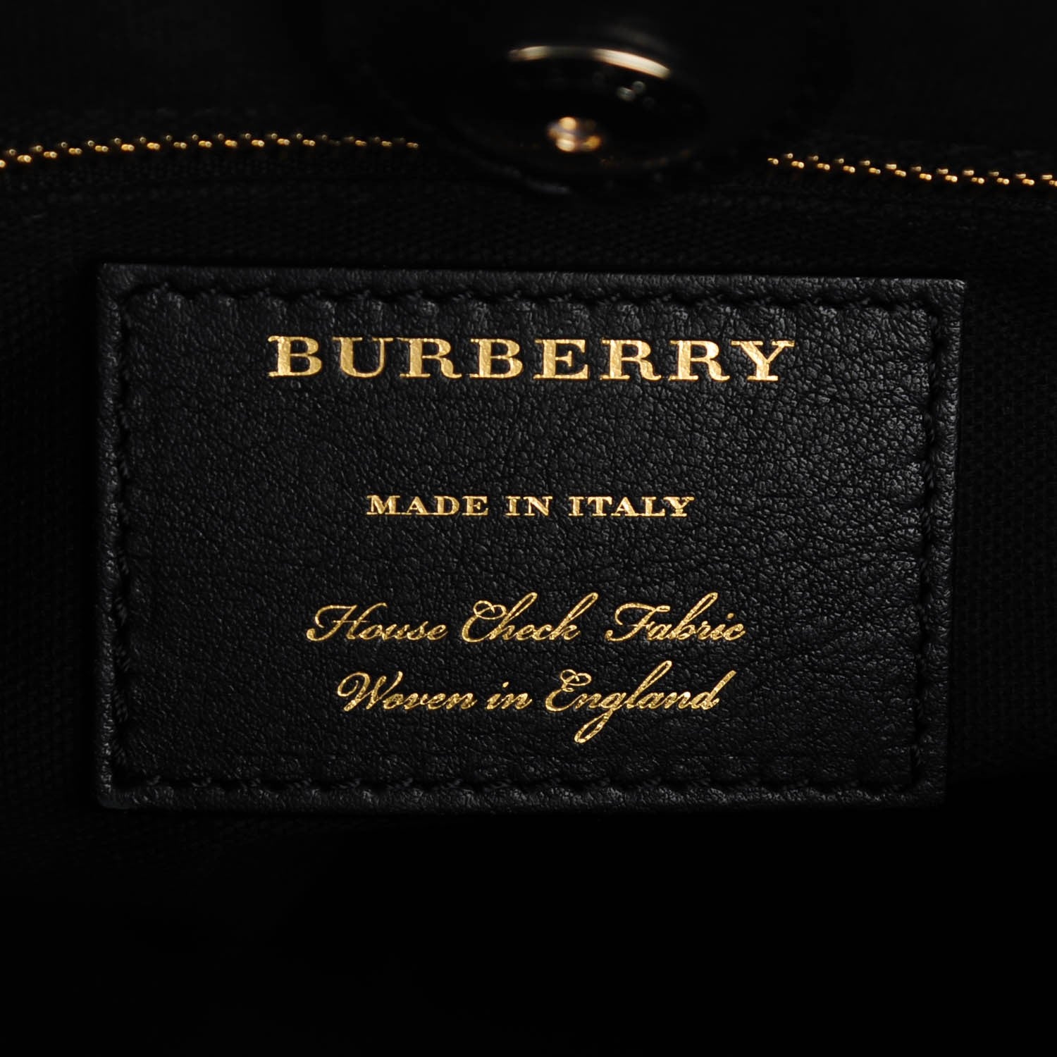Burberry Grainy Calfskin House Check Medium Banner Tote Black 6 of 8