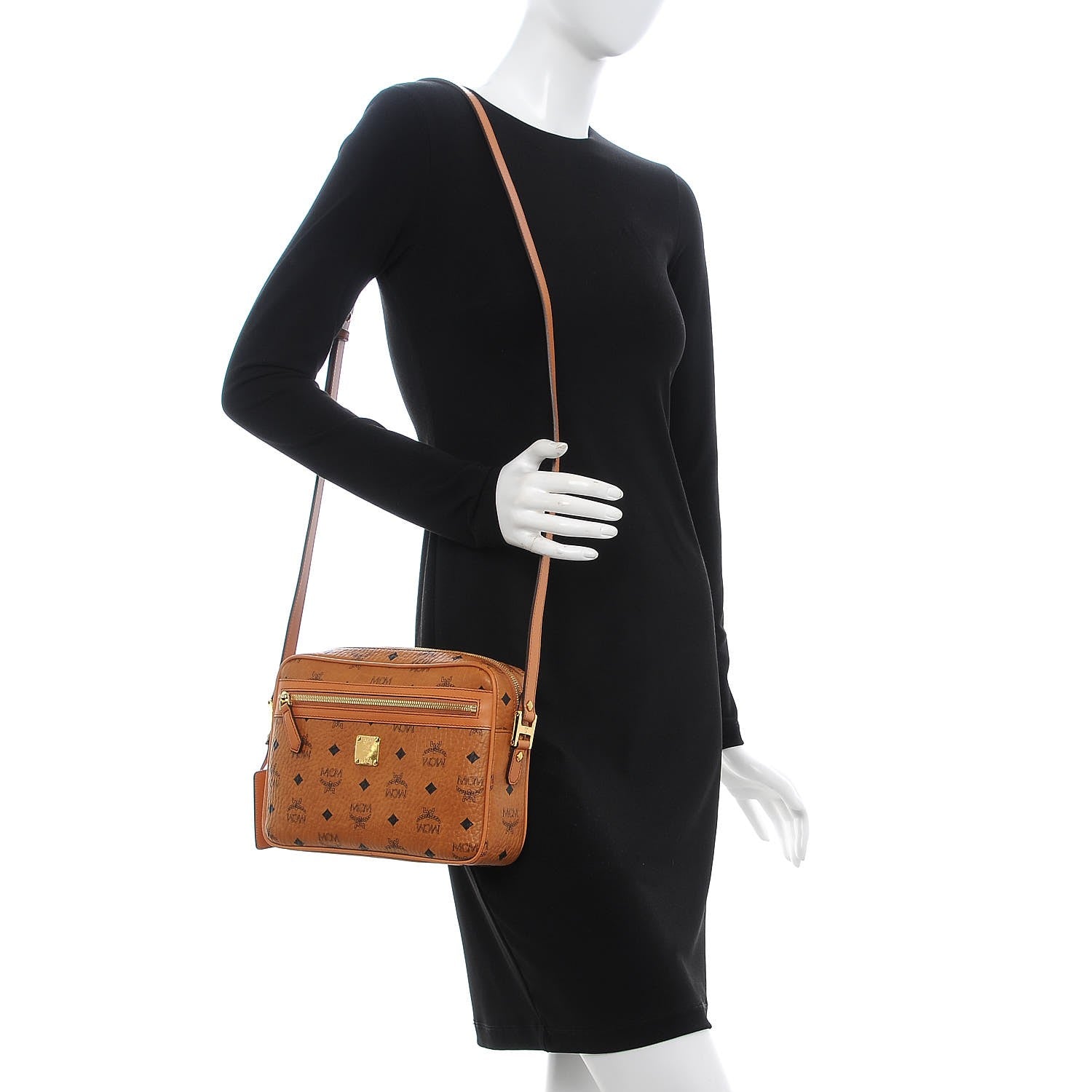 MCM Visetos Medium Heritage Line Camera Crossbody Bag Cognac 2 of 11