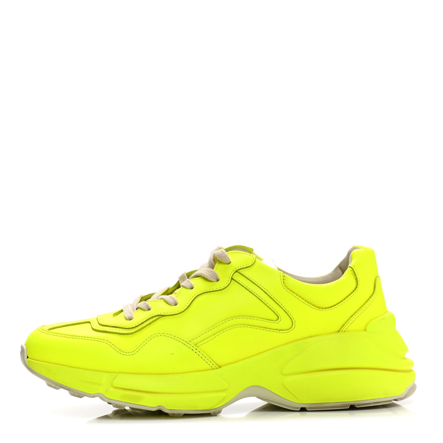 Calfskin Mens Rhyton Sneakers 8.5 Yellow Fluo