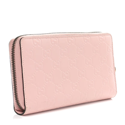 Gucci Guccissima Signature Crystal Cat Zip Around Wallet Light Candy Pink 3 of 10
