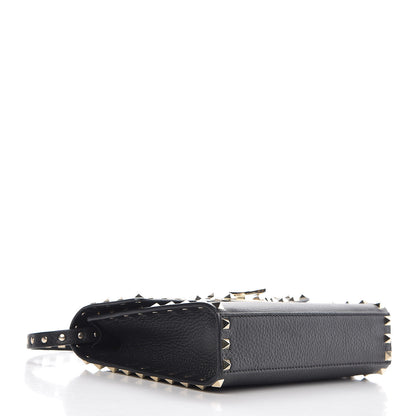 Valentino Garavani Pebbled Calfskin Medium Rockstud Flip Lock Crossbody Bag Black 4 of 6