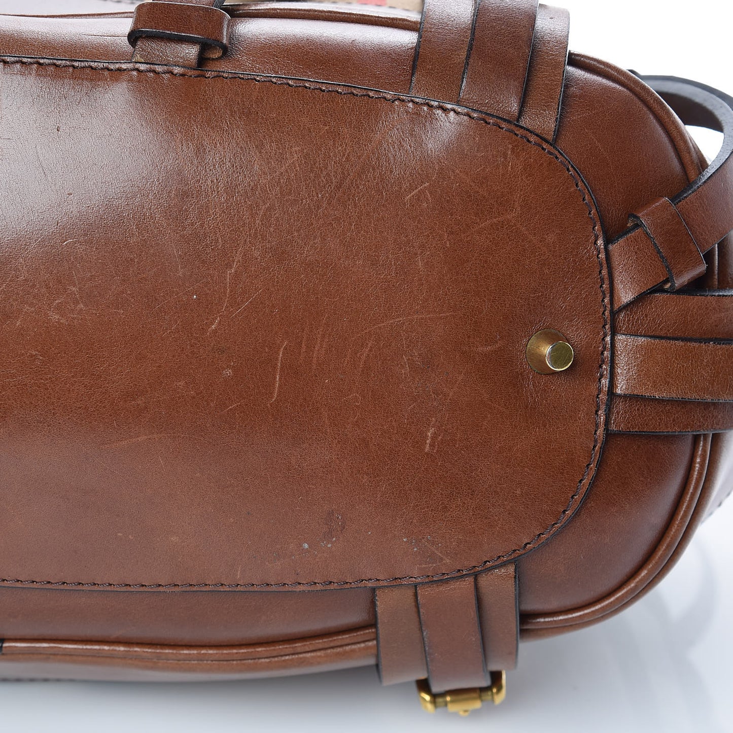 House Check Bridle Calfskin Rowan Tote Dark Tan