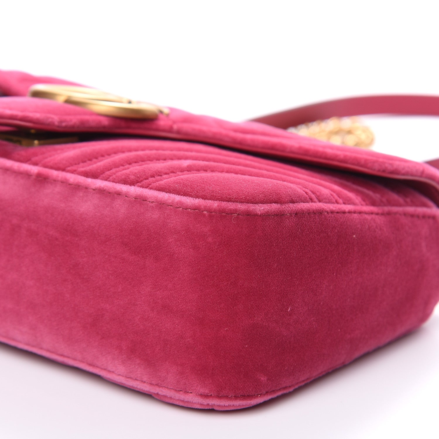 Gucci Velvet Matelasse Small GG Marmont Shoulder Bag Light Raspberry Rose 9 of 11