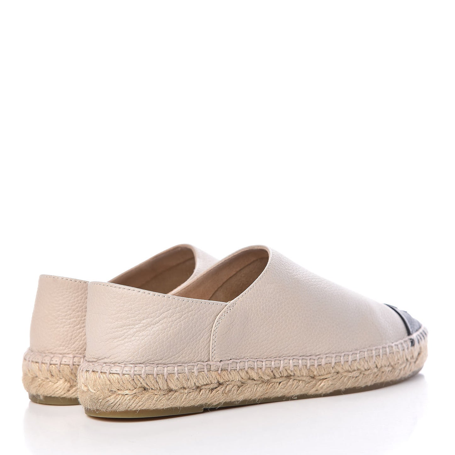 Grained Calfskin CC Espadrilles 39 Beige Black
