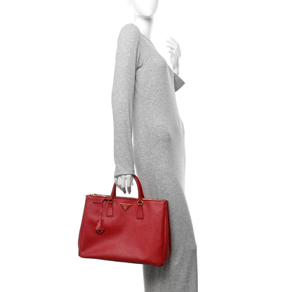 Prada Saffiano Lux Large Galleria Double Zip Tote Fuoco 2 of 11