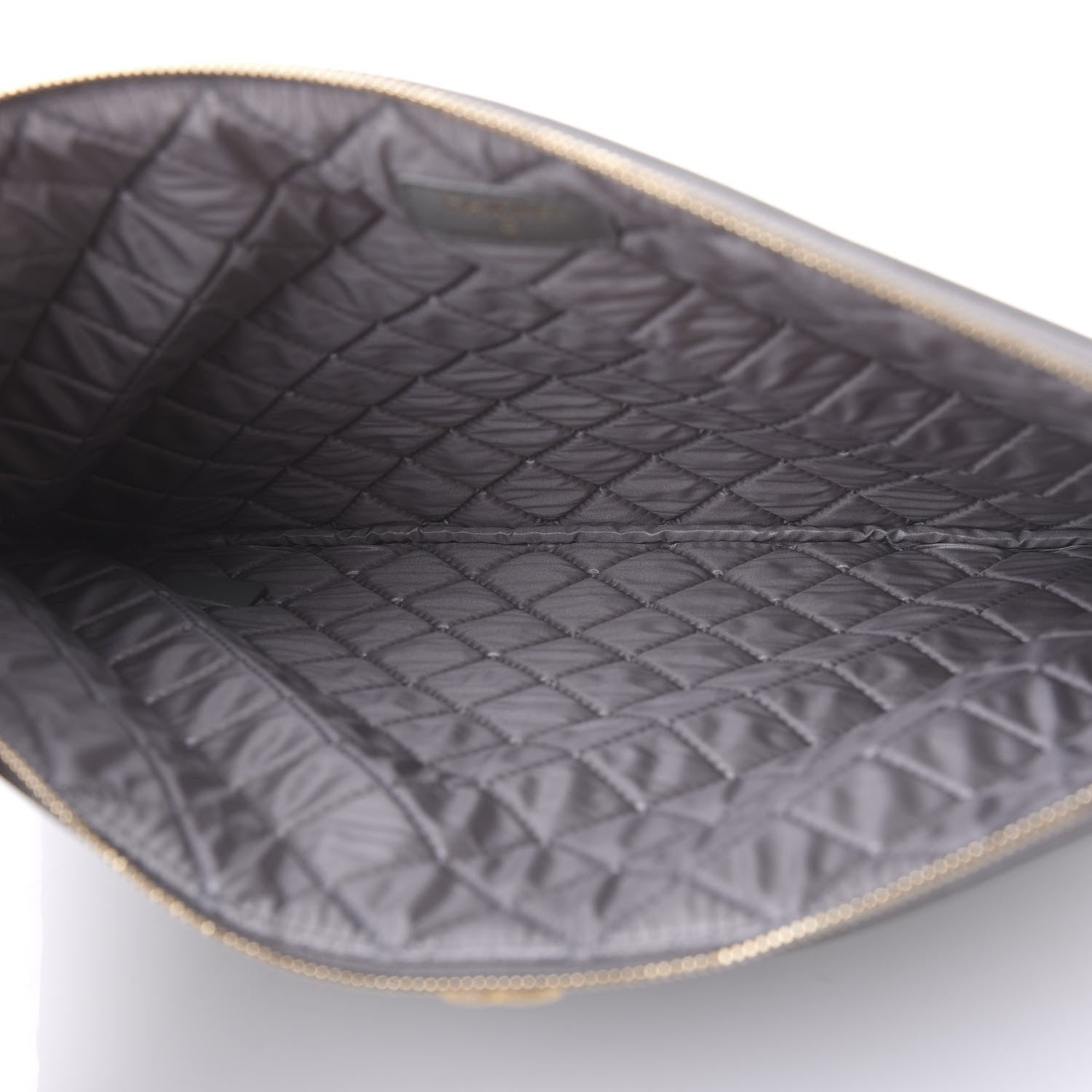 Chanel Lambskin Quilted Large Boy Zip Pouch Grey 5 of 11