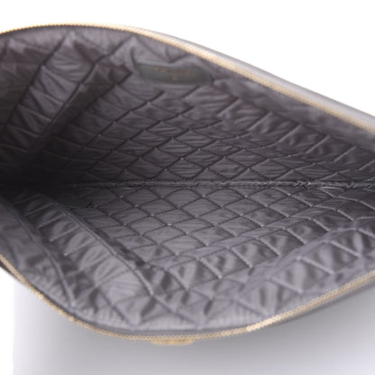 Chanel Lambskin Quilted Large Boy Zip Pouch Grey 5 of 11