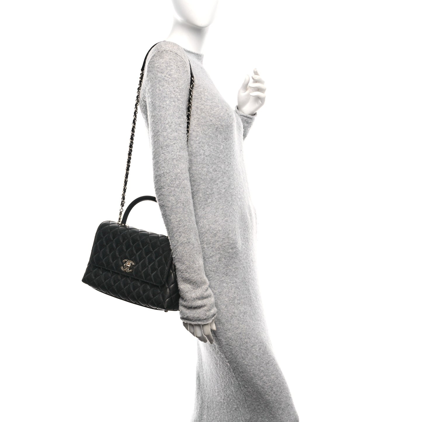 Caviar Quilted Small Coco Handle Flap Black