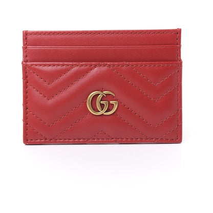 Gucci Calfskin Matelasse GG Marmont Card Holder Hibiscus Red 8 of 9