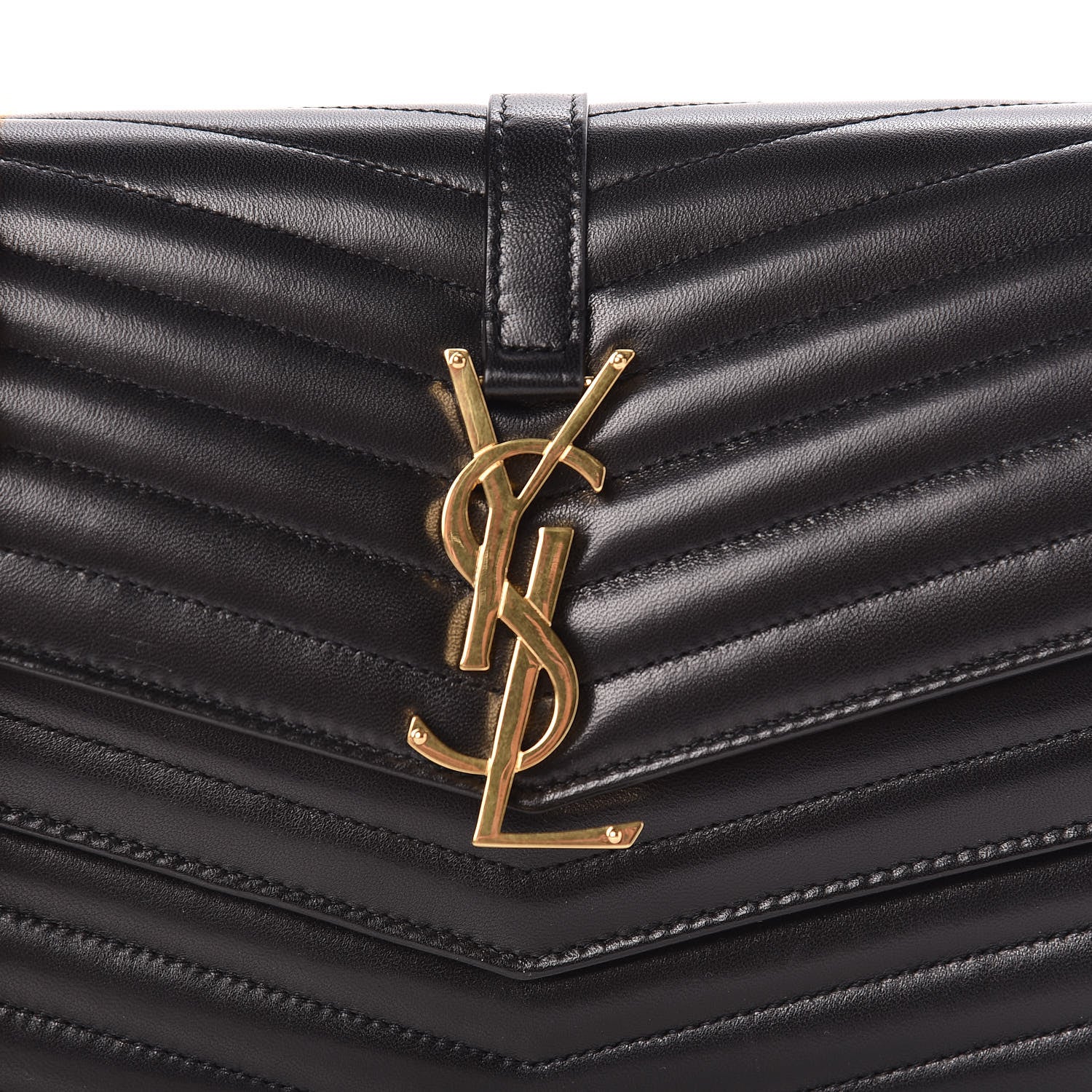 Saint Laurent Lambskin Matelasse Chevron Monogram Sulpice Chain Wallet Black 9 of 9