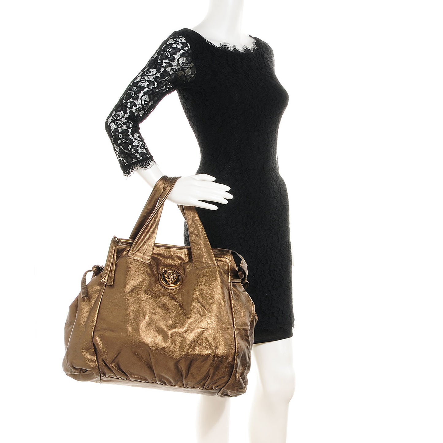 Metallic Leather Large Hysteria Tote Bronze
