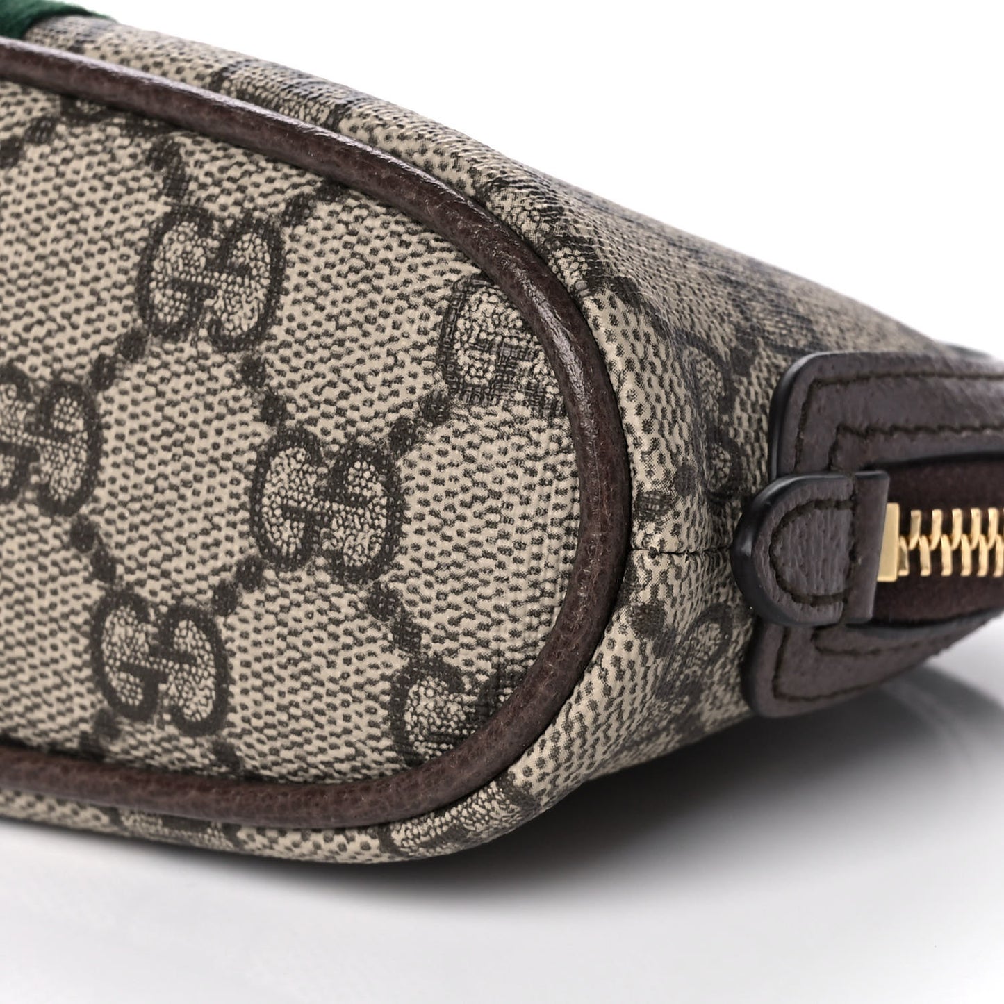 GG Supreme Monogram Textured Calfskin Web Medium Ophidia Cosmetic Case Beige Ebony New Acero