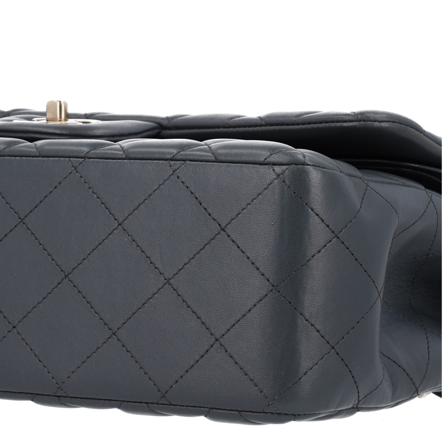 Lambskin Quilted Jumbo Double Flap Dark Grey