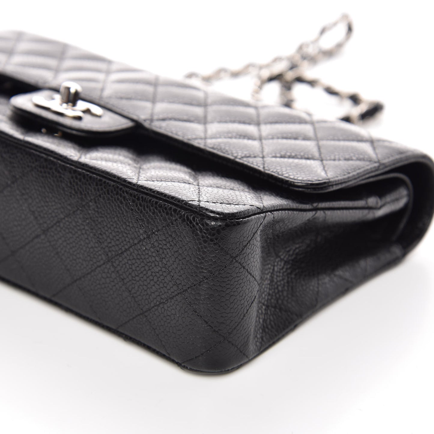 Caviar Quilted Medium Double Flap Black