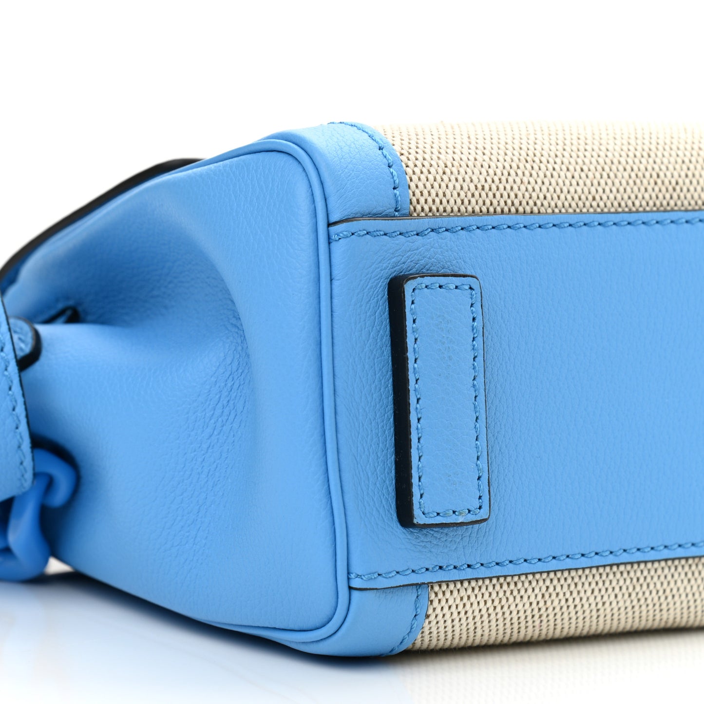 Calfskin Canvas Medusa Small Top Handle Handbag Blue