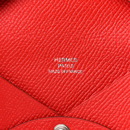 Hermes Epsom Calvi Card Case Rouge Casaque 6 of 8