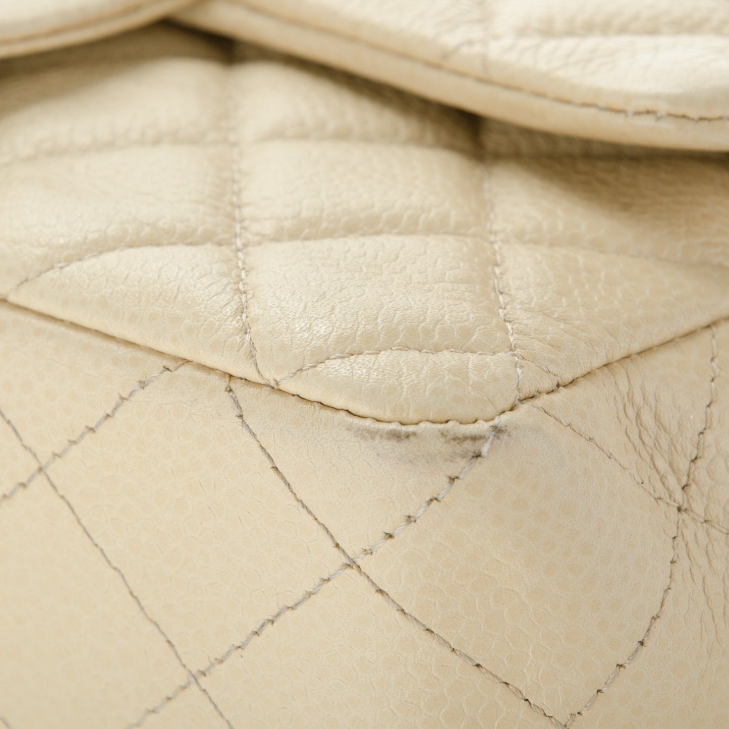 Caviar Quilted Mini Rectangular Flap Beige Clair