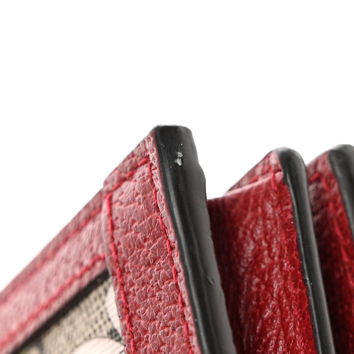 GG Supreme Monogram Flora Web Ophidia Card Case Red