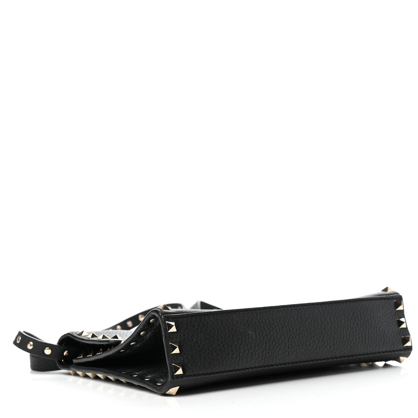 Pebbled Calfskin Medium Rockstud Flip Lock Crossbody Bag Black