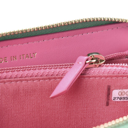 Chanel Caviar Quilted Medium Filigree Zip Around Wallet Pink Blue Green 10 of 10