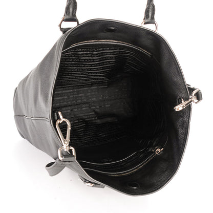 Prada Vitello Daino Tote Nero Black 5 of 8