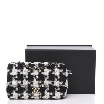 Chanel Tweed Quilted Mini Rectangular Flap Black Ecru White 10 of 10
